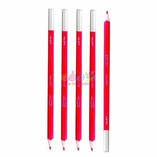 مدادقرمز 12عددي سه گوش ديپ نقره اي پارس مداد